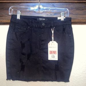Wax Jean Black Jean Skirt